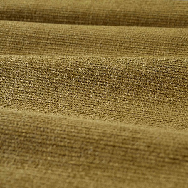 Close-up of muted olive-brown chenille with a dense ridged horizontal weave