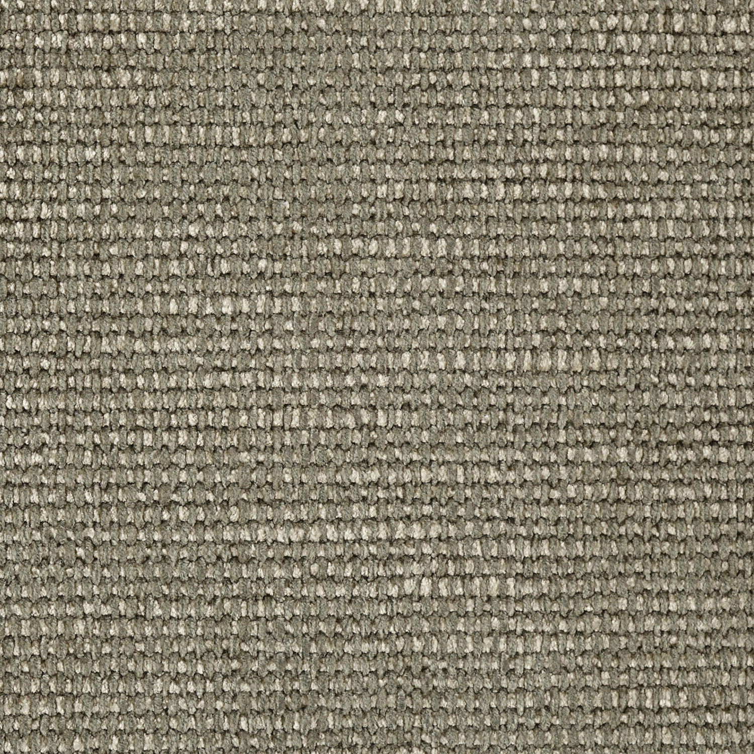 Close-up of muted walnut taupe chenille with dense, irregular nubby weave