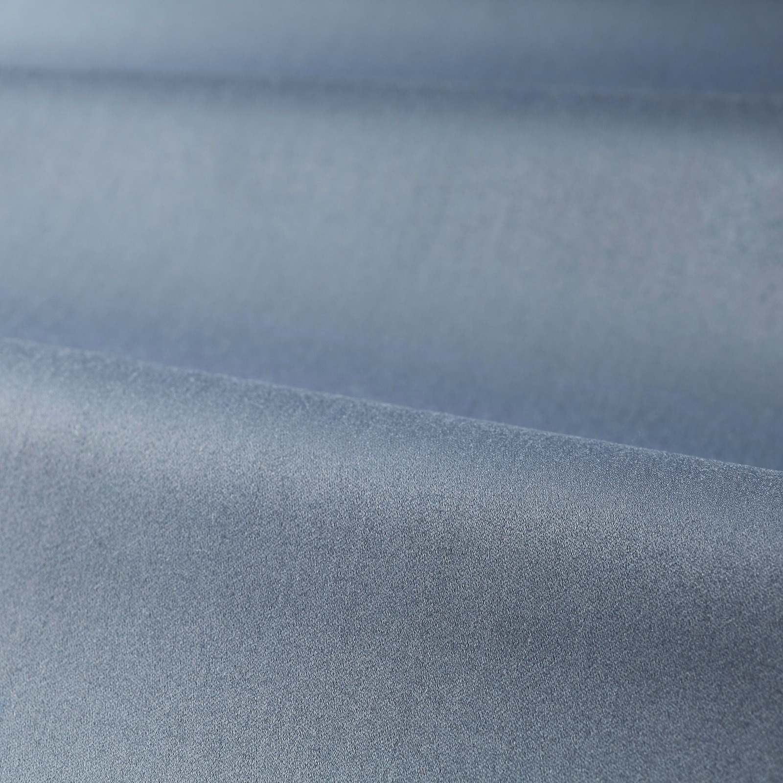 Blue-grey satin fabric with a cool slate tone and gentle sheen