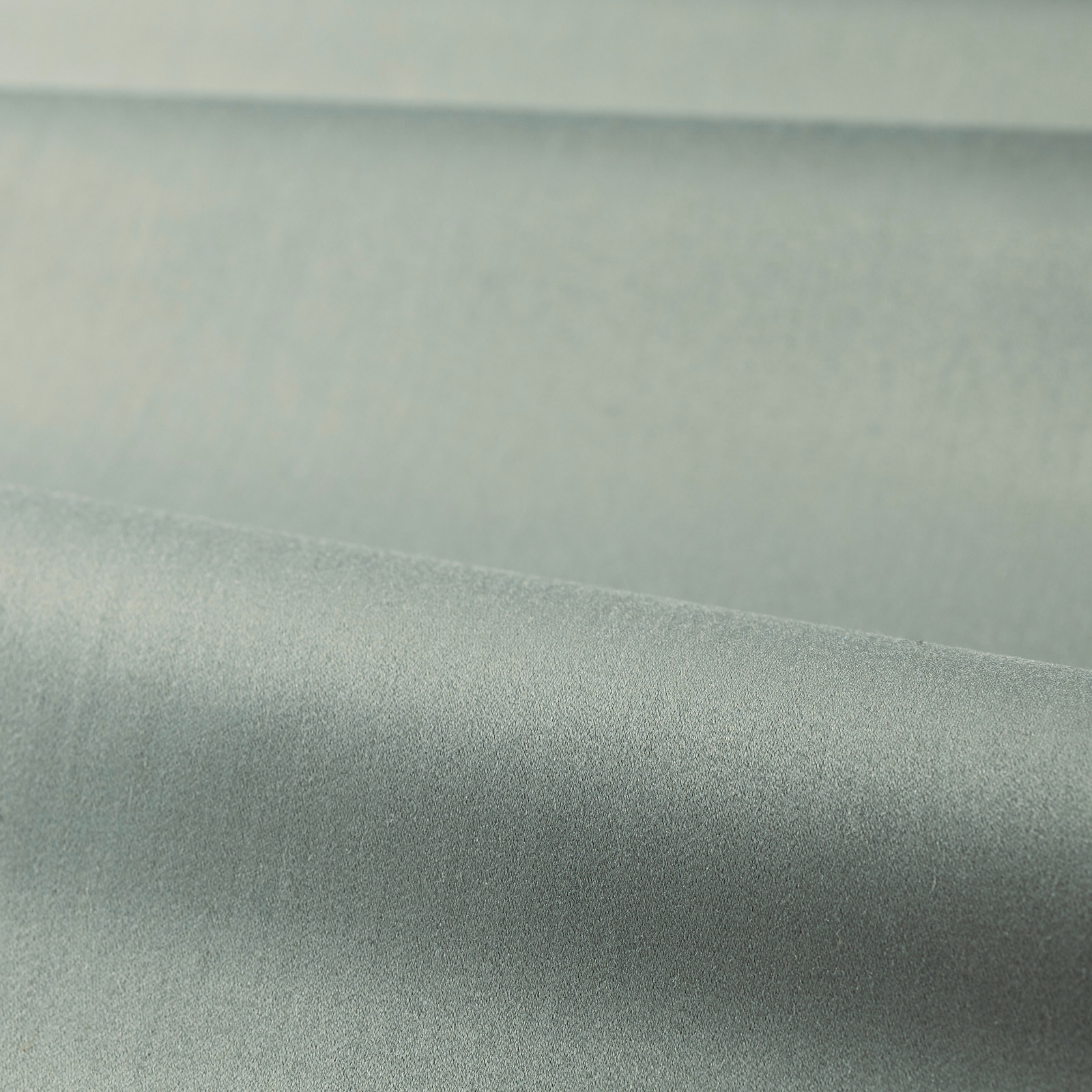 Muted Stockholm blue-grey satin fabric with a smooth surface and soft silvery sheen