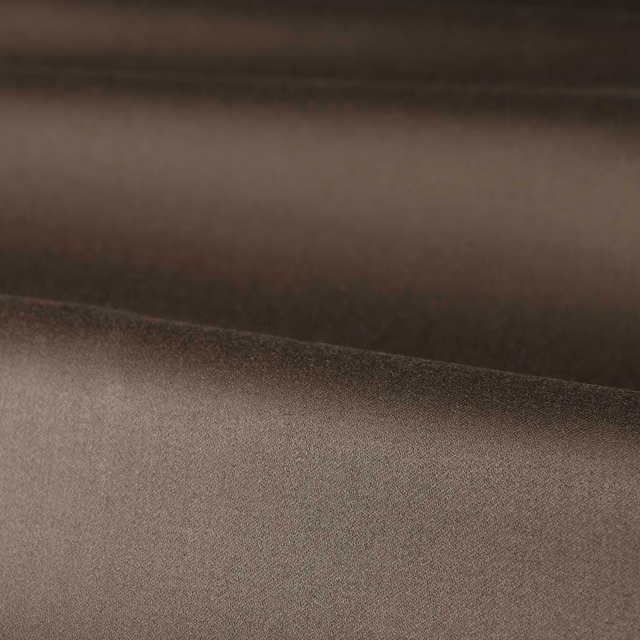 Warm tobacco-brown satin swatch with soft sheen and shadowed folded layers