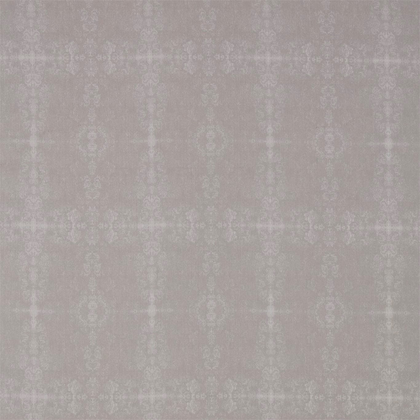Pearl-grey fabric with faint vertical damask motifs and a soft woven texture