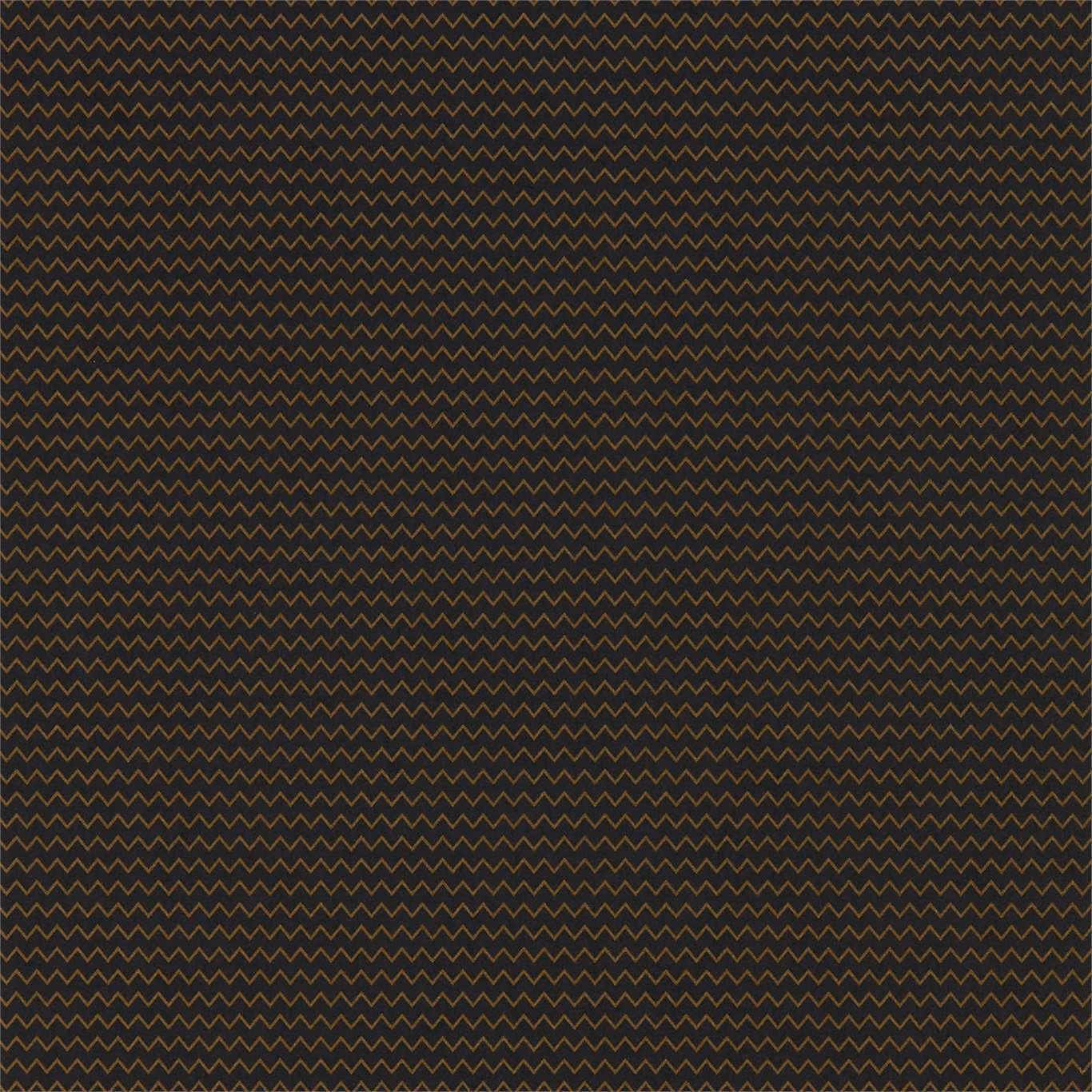 Near-black wallpaper with tightly spaced bronze zigzag vine lines