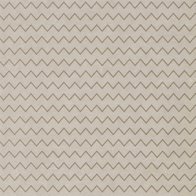 Pale smoked-pearl wallpaper with taupe-grey zigzag rows and a subtly textured ground
