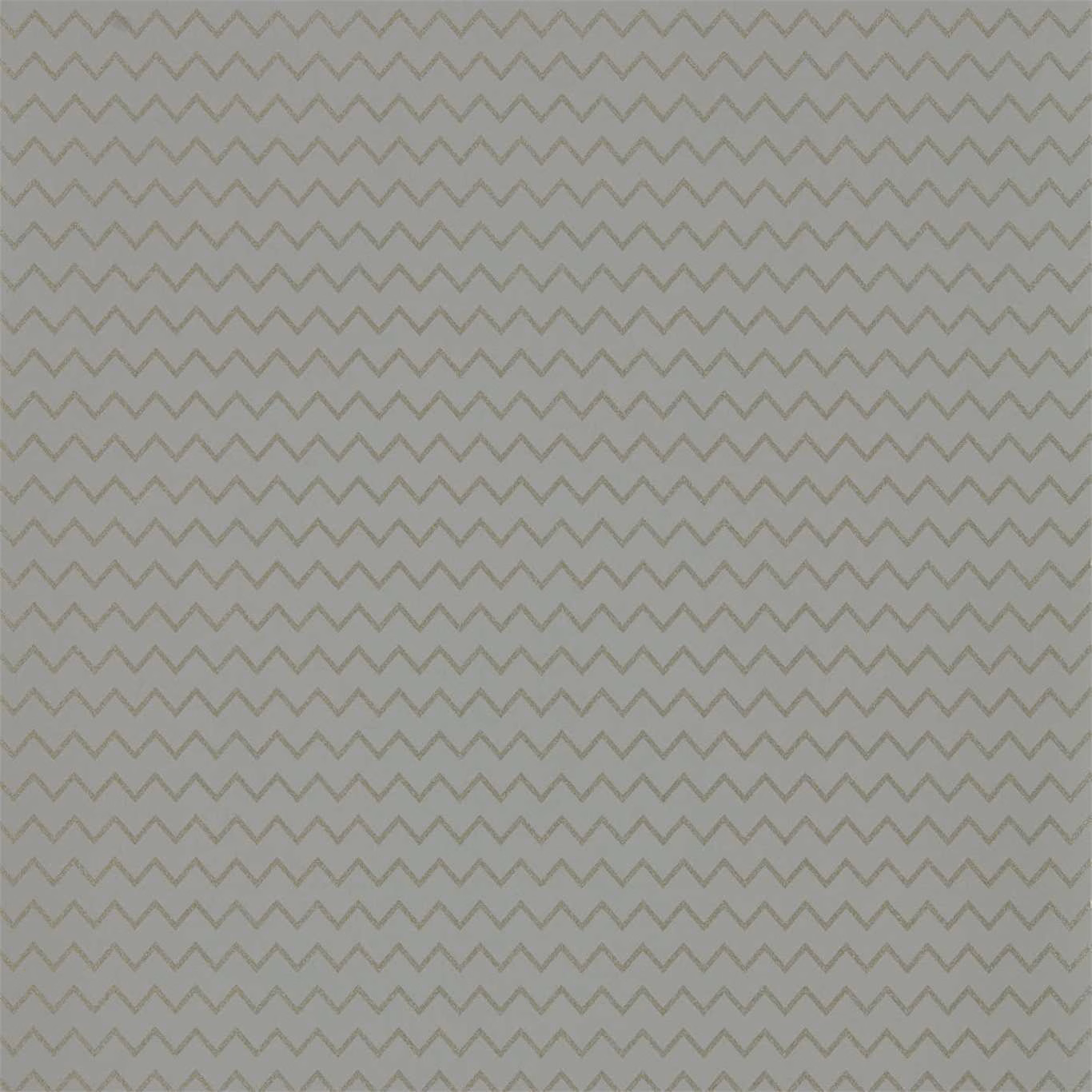 Cool zinc grey wallpaper with closely spaced, fine angular zigzag lines