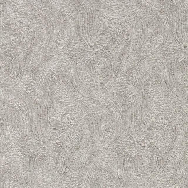 Pale Greystone wallpaper with fine concentric fan motifs and softly etched grey texture