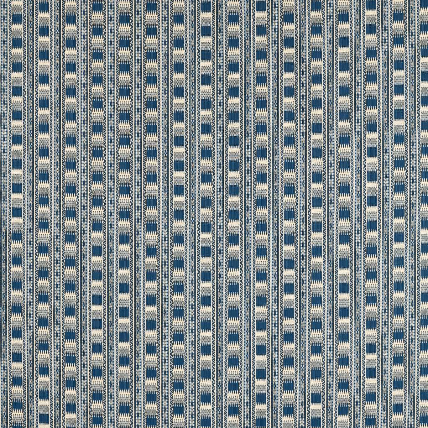 Cool Mazarine blue woven stripes with pale flecked geometric bands