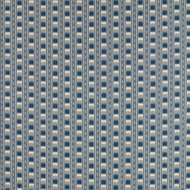 Cool Mazarine blue woven stripes with pale flecked geometric bands