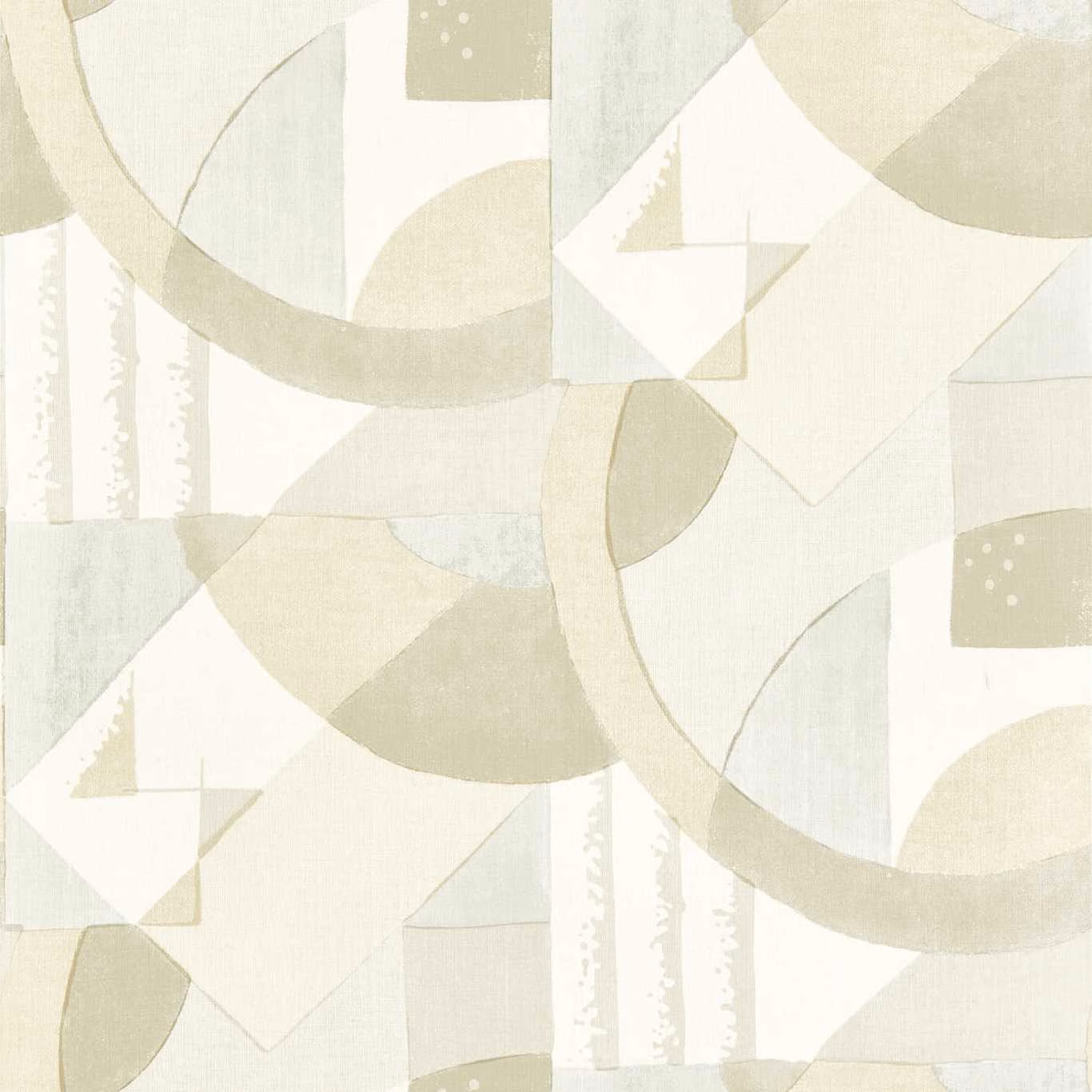 Mineral ivory wallpaper with sage arcs, taupe blocks and abstract geometric shapes