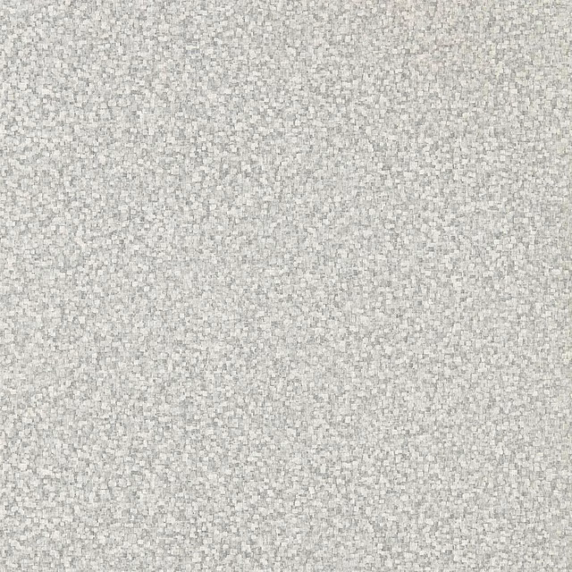 Close-up of pale grey wallpaper with a fine, flecked mosaic tile texture