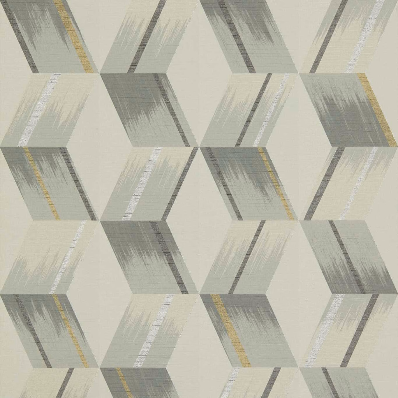 Cool grey geometric blocks with ivory brushstrokes and muted gold accents