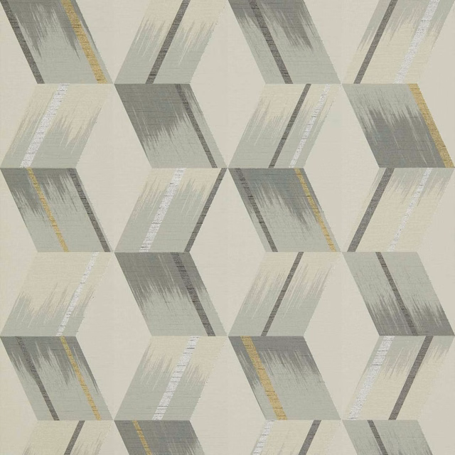 Cool grey geometric blocks with ivory brushstrokes and muted gold accents