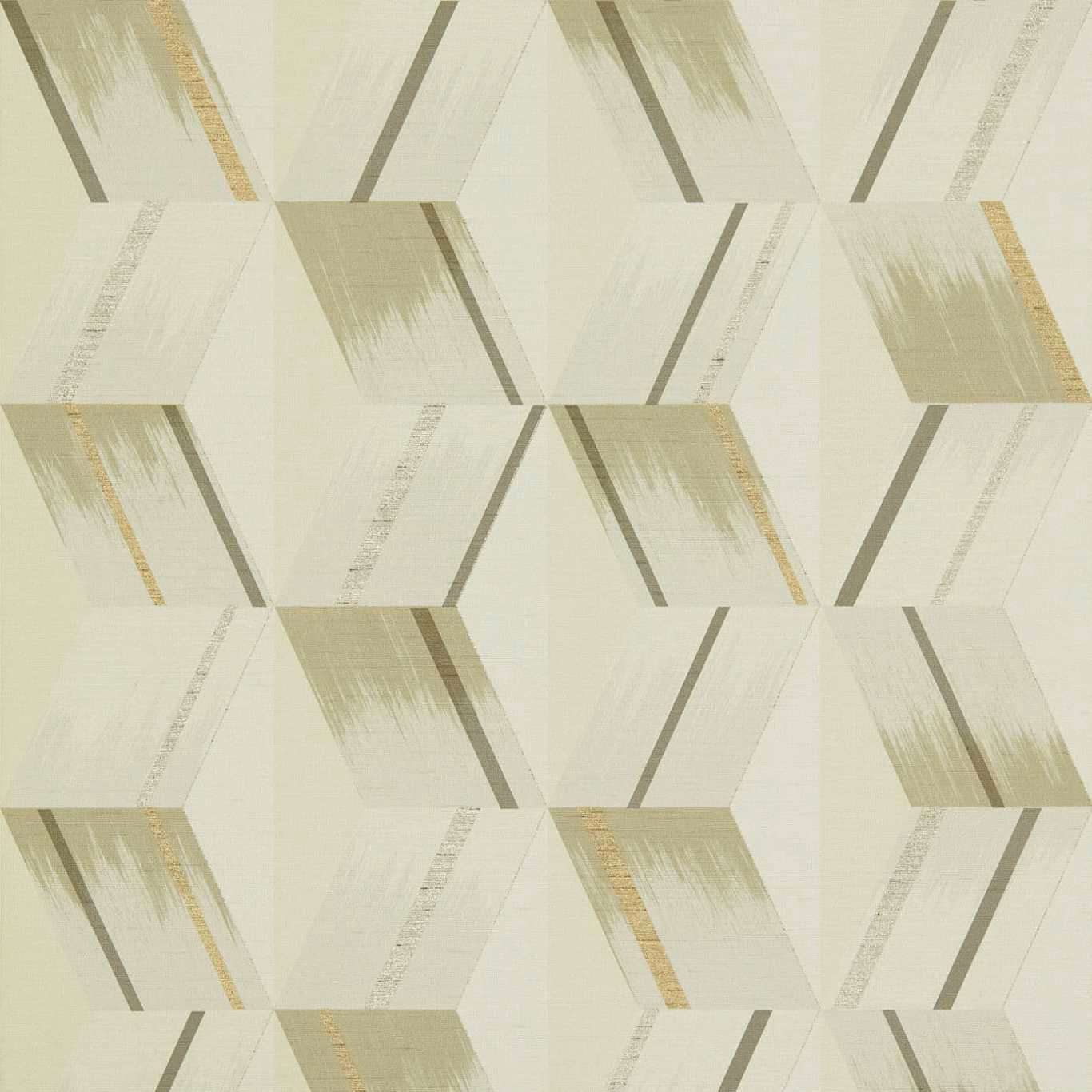 Cool Paris grey geometric wallpaper with taupe brush marks and muted gold lines