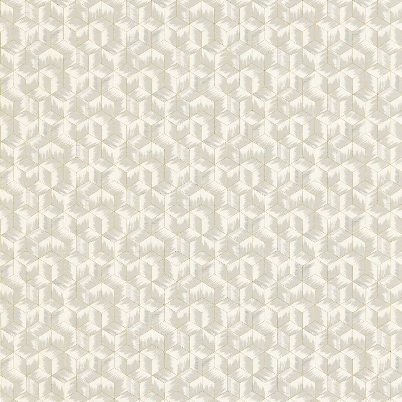 Pale Empire Grey wallpaper with a repeating ivory tumbling-block geometric motif