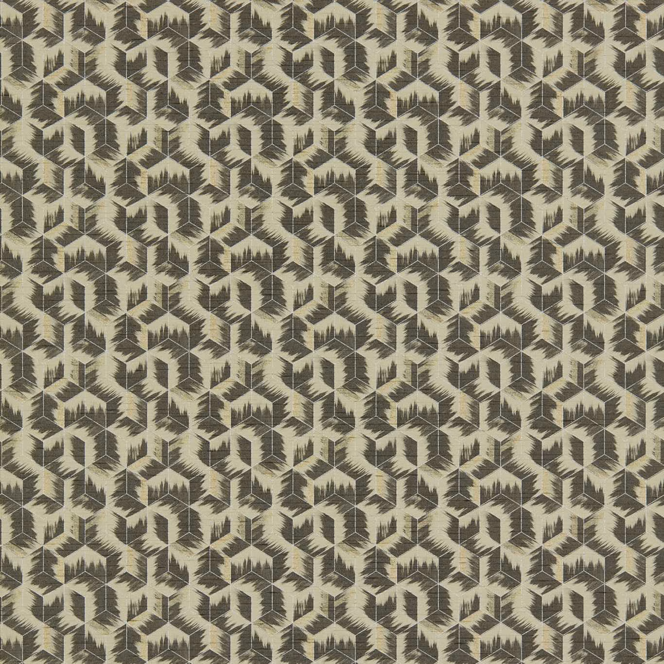 Muted stone wallpaper with charcoal olive tumbling-block motifs in a dense geometric repeat