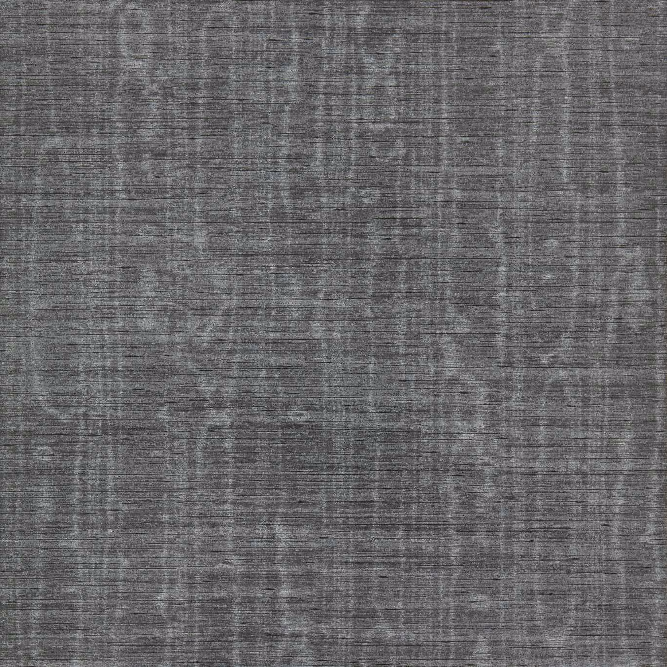 Charcoal grey and black watered-silk wallpaper with smoky vertical striations and fine grain