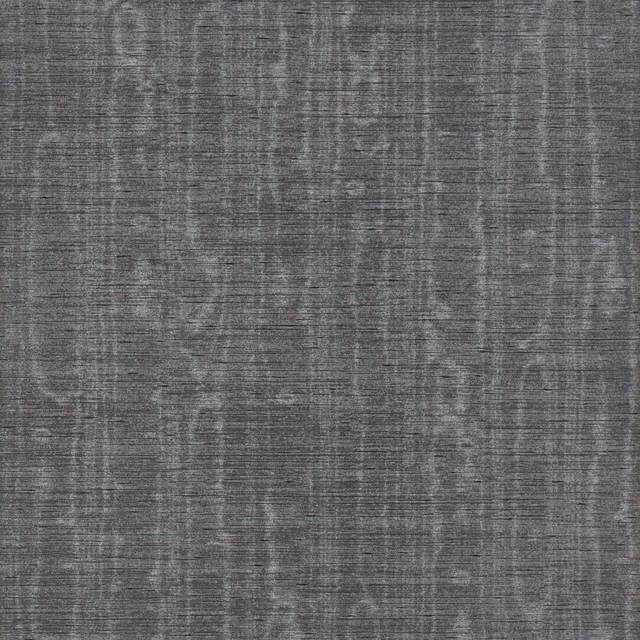Charcoal grey and black watered-silk wallpaper with smoky vertical striations and fine grain