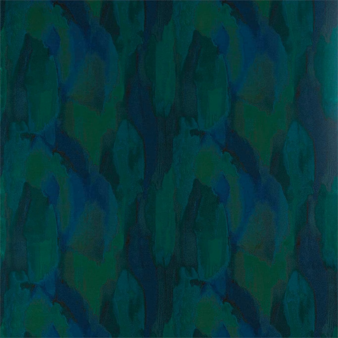Deep blue-teal Hepworth fabric with painterly malachite-green vertical forms