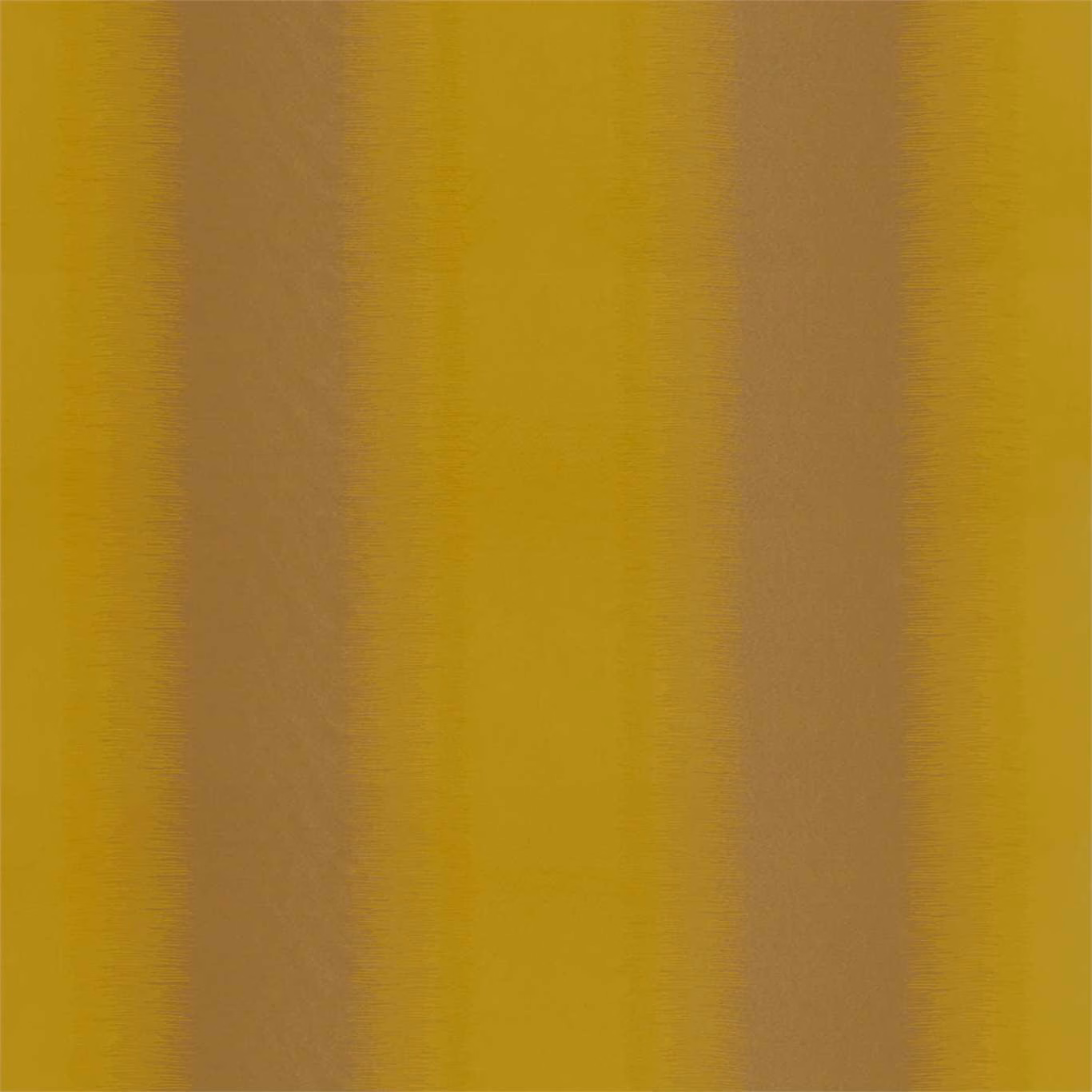 Golden ochre woven fabric with broad taupe vertical bands and subtle grain