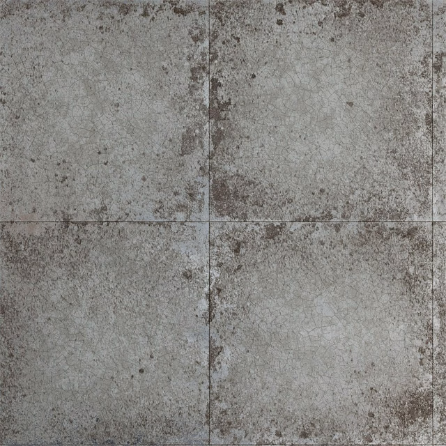 Mottled cool pewter wallpaper with cracked tile blocks and fine dark grid lines