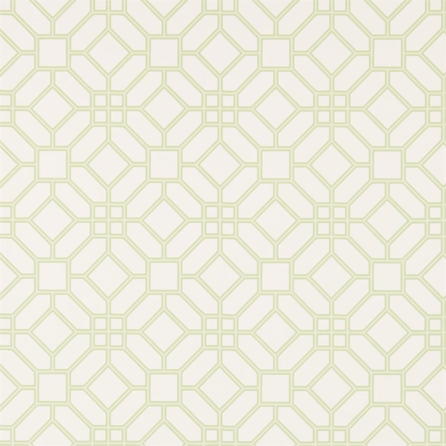 Pale sage trellis of linked octagons and squares on a cream ground