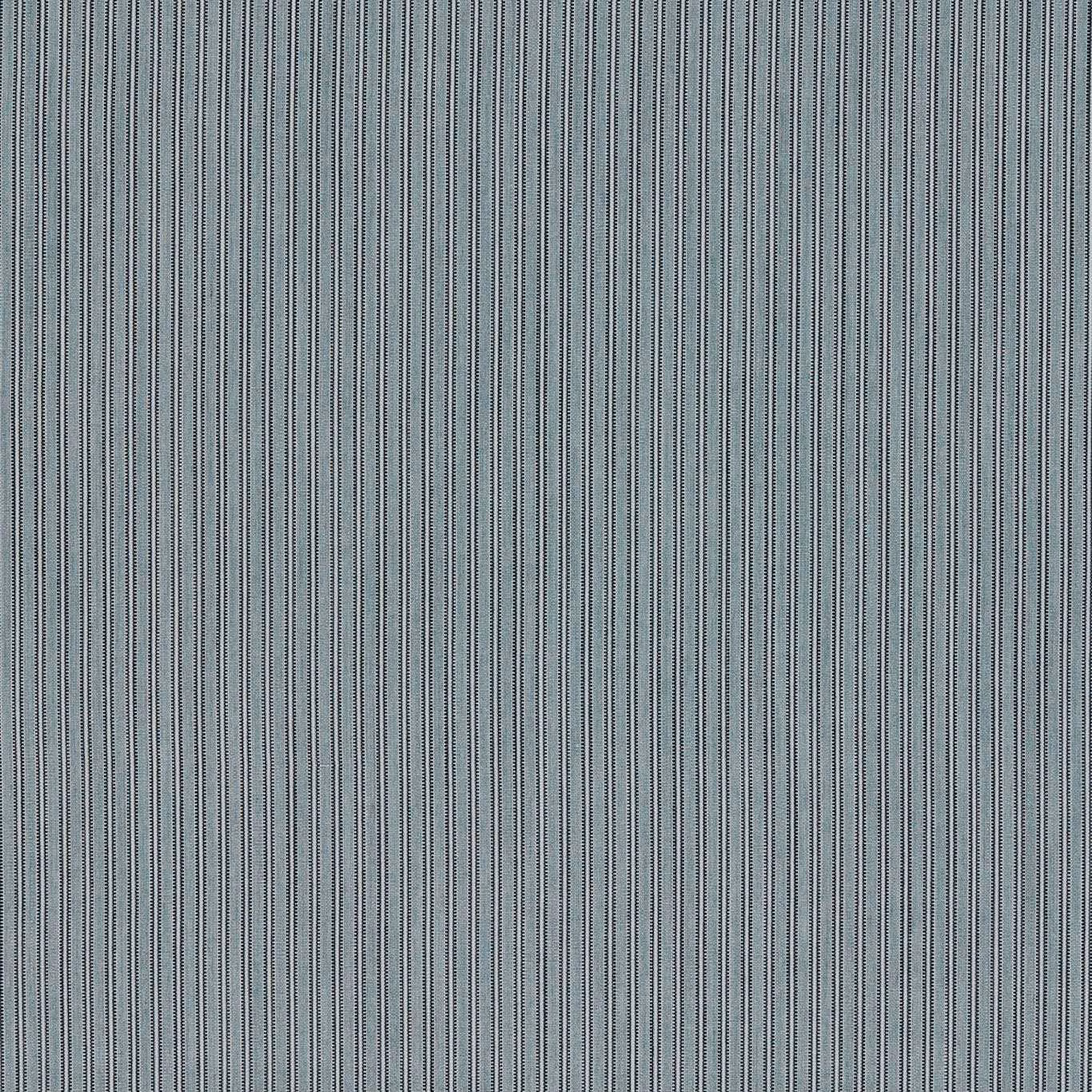 Muted blue-grey outdoor textile with closely spaced vertical pinstripes and fine woven texture