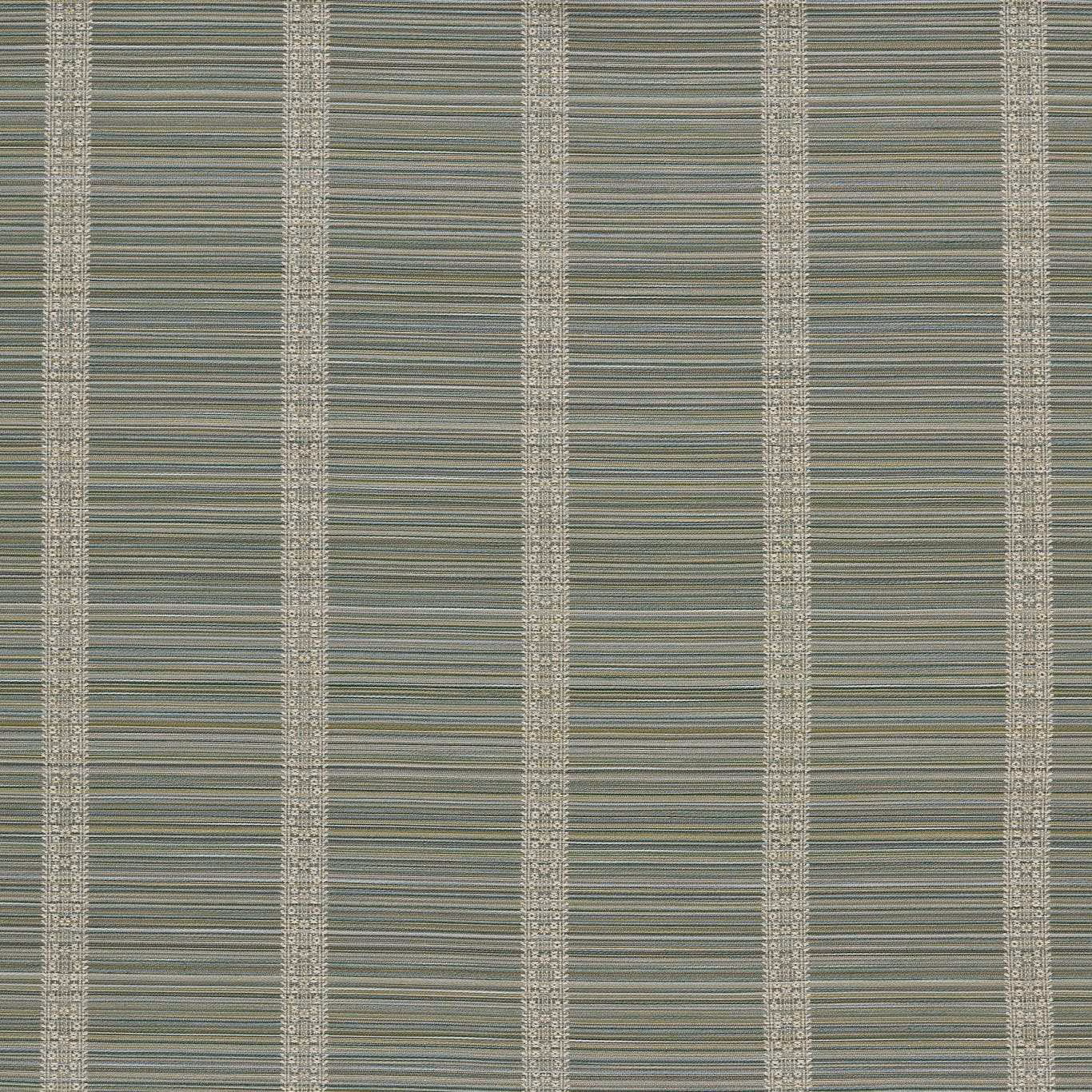 Muted eau-de-nil outdoor stripe with pale ornamental vertical bands and fine woven texture