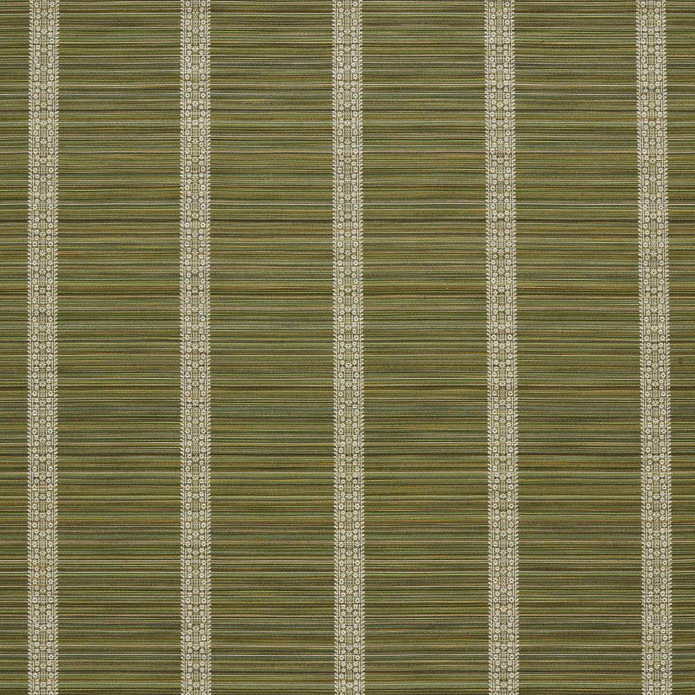 Deep evergreen woven ground with ivory floral stripe bands and fine horizontal texture