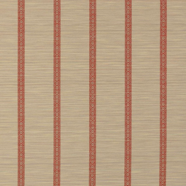 Sandstone woven outdoor fabric with narrow russet ornamental vertical stripes