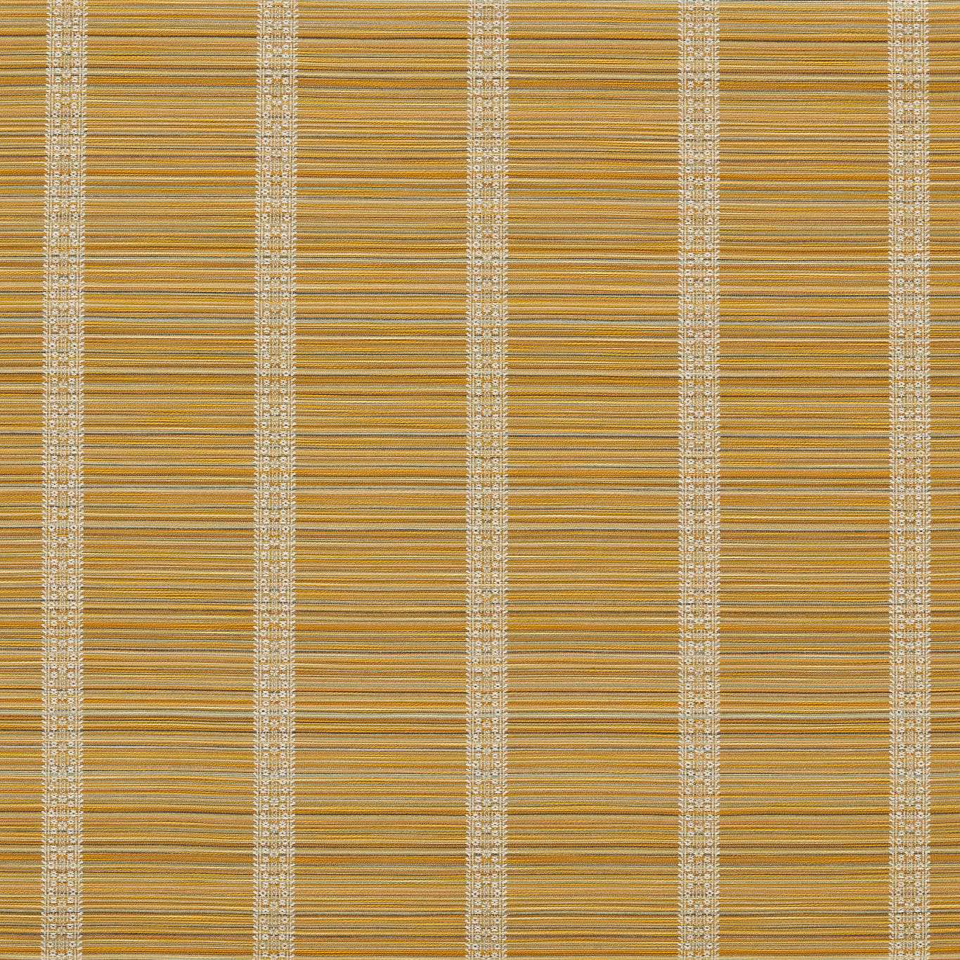 Golden yellow outdoor stripe with cream patterned bands and fine horizontal ribbing