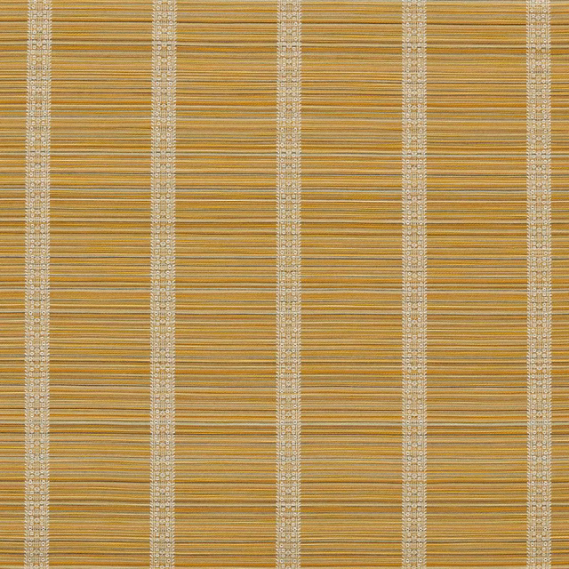 Golden yellow outdoor stripe with cream patterned bands and fine horizontal ribbing