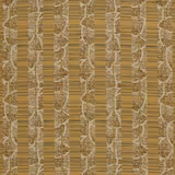 Ochre yellow outdoor stripe with broken cream motifs and brown horizontal texture