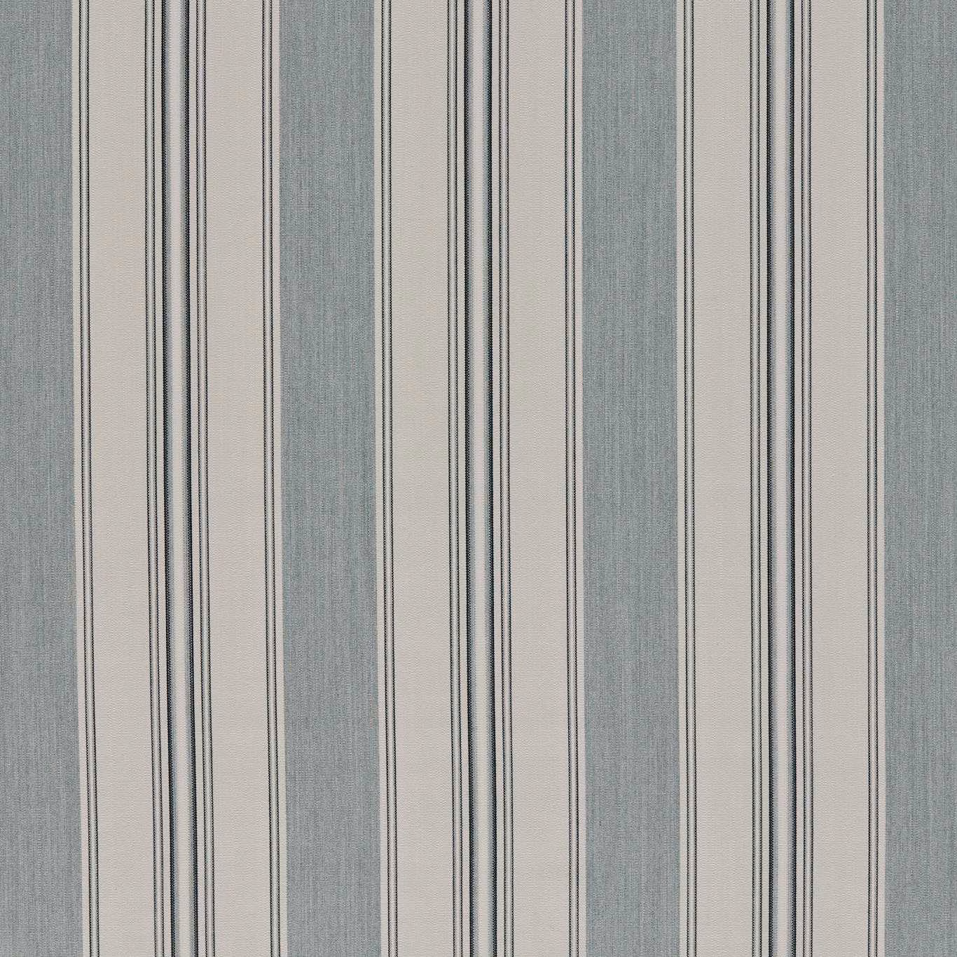 Chalk and blue-grey vertical stripe fabric with fine dark pinstripes and textured weave