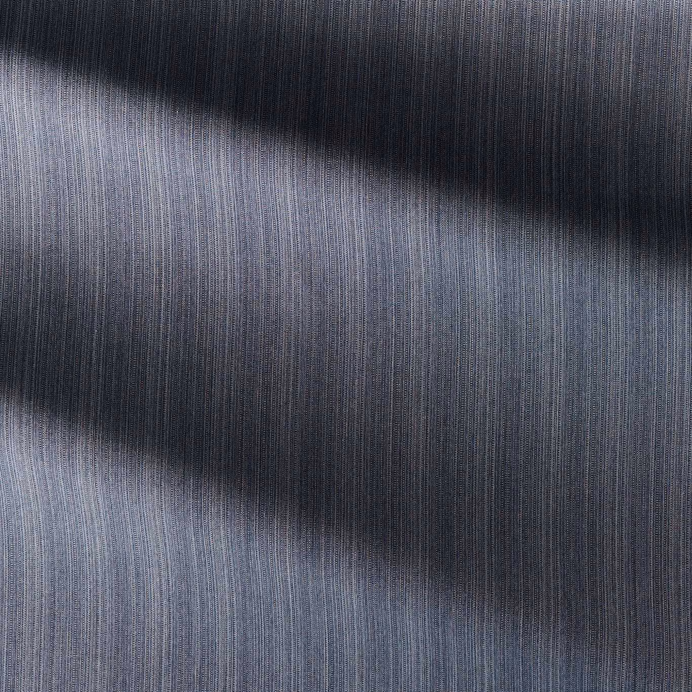 Deep indigo outdoor textile with fine vertical strié and smoky horizontal shading