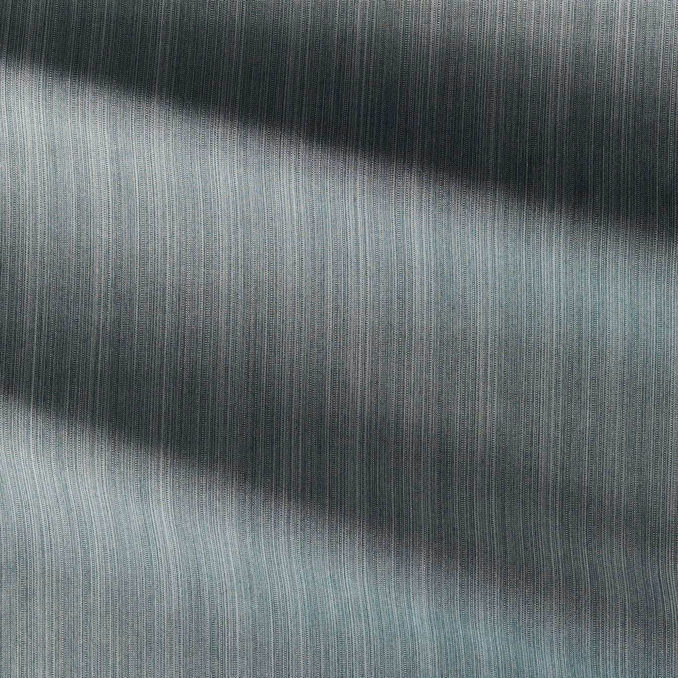 Smoky teal outdoor fabric with fine vertical strié lines and tonal blue-green shading