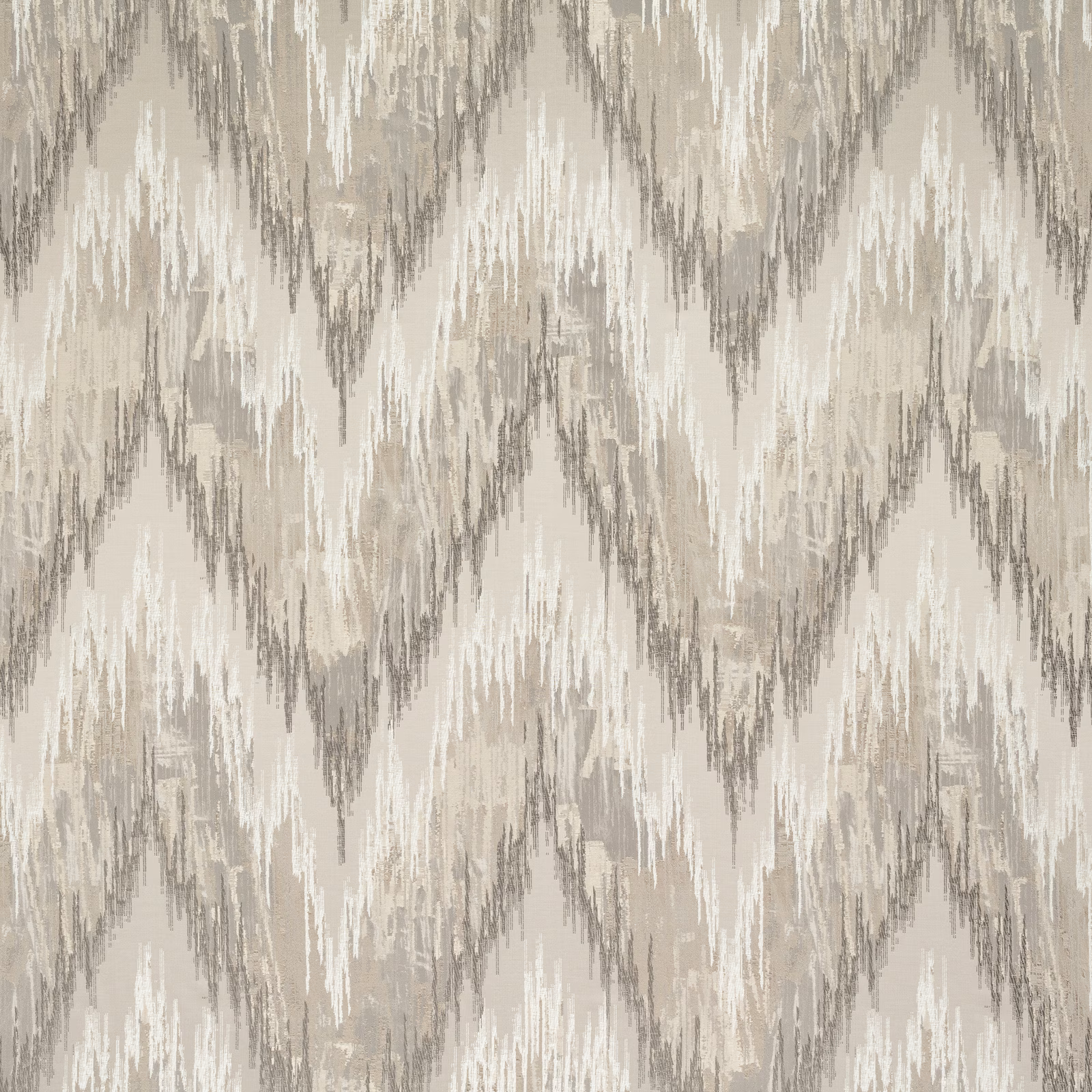 Soft taupe textile with cool grey ikat diamonds and brushed vertical striations