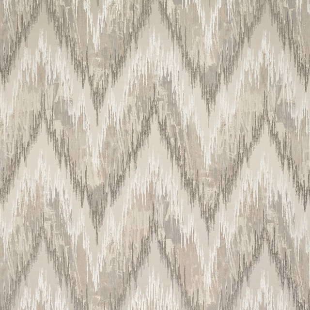 Soft taupe textile with cool grey ikat diamonds and brushed vertical striations