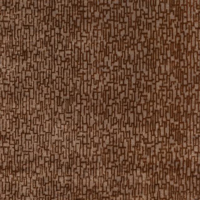 Warm cognac-brown fabric with a small, irregular maze-like woven texture