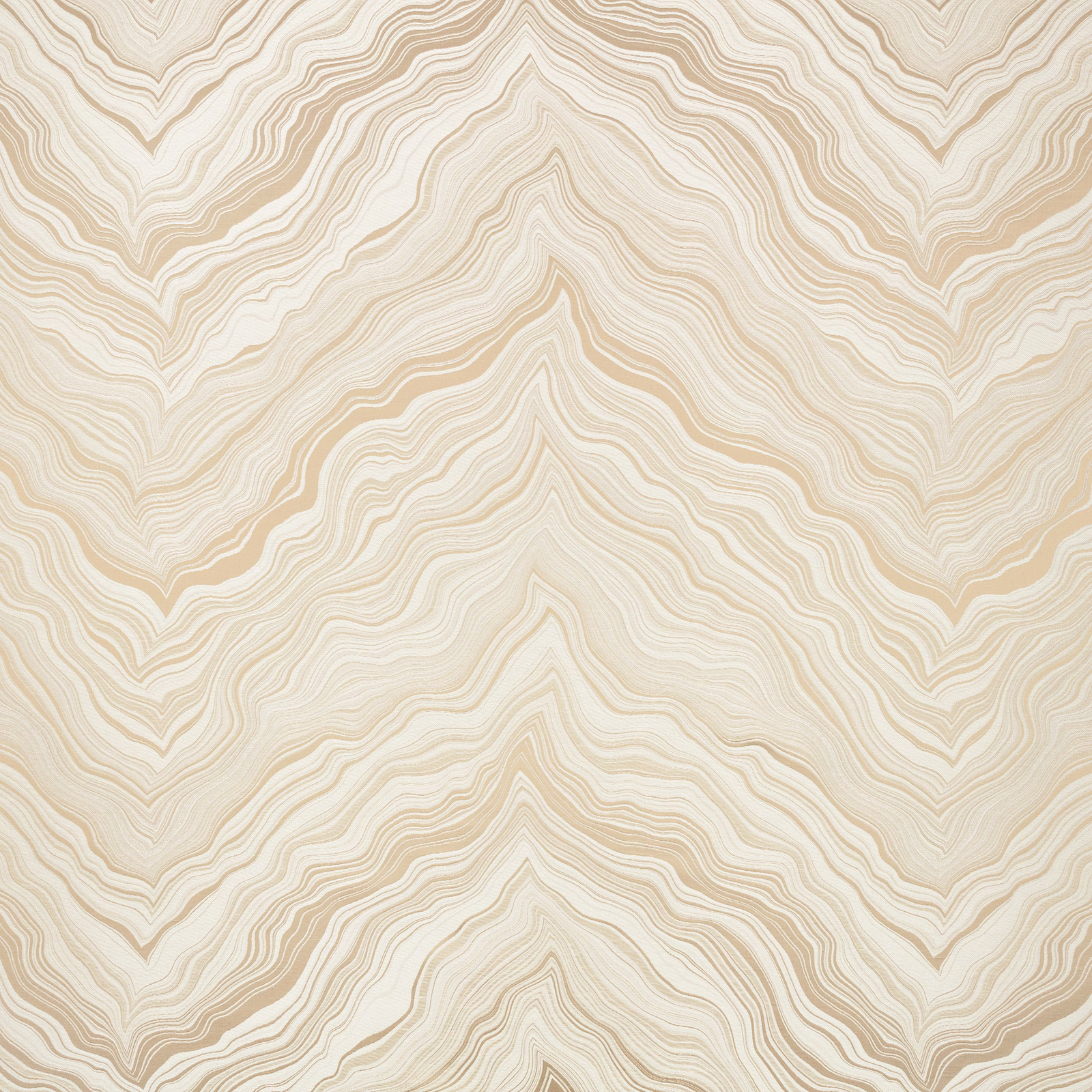 Warm caramel beige fabric with fine, flowing cream and taupe contour lines