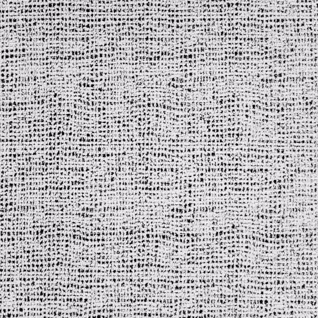 Close-up of Bruce Dalmatian’s peppered black-and-white nubby woven surface