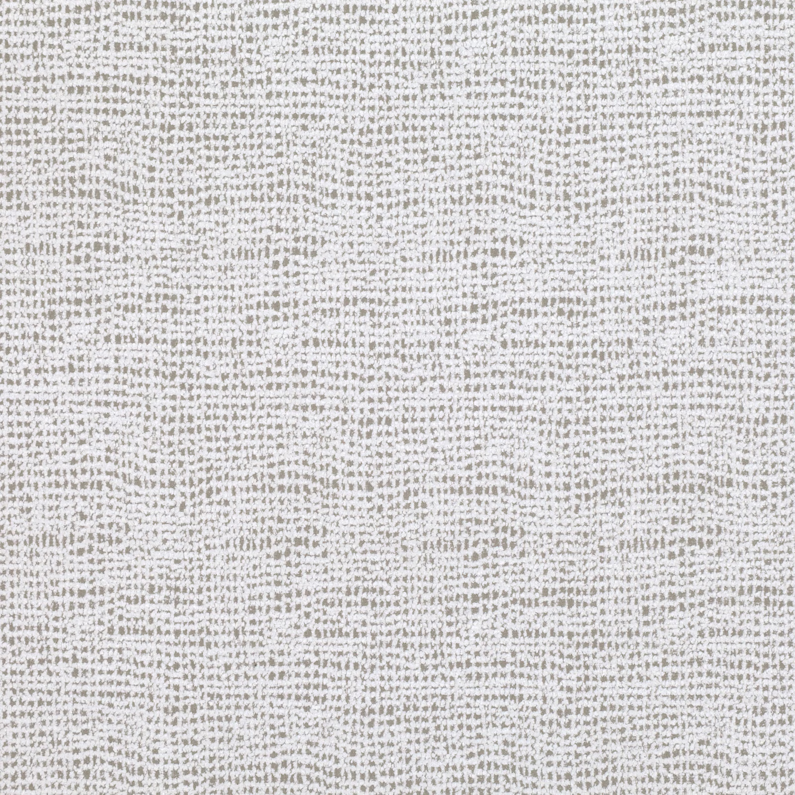 Close-up of pale grey woven fabric with fine flecked linen-look texture