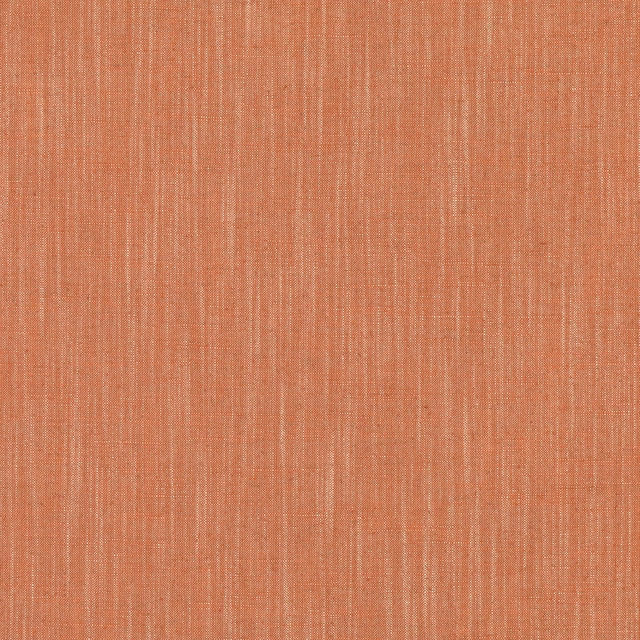 Close-up of coral-terracotta fabric with fine vertical striations and subtle woven variation