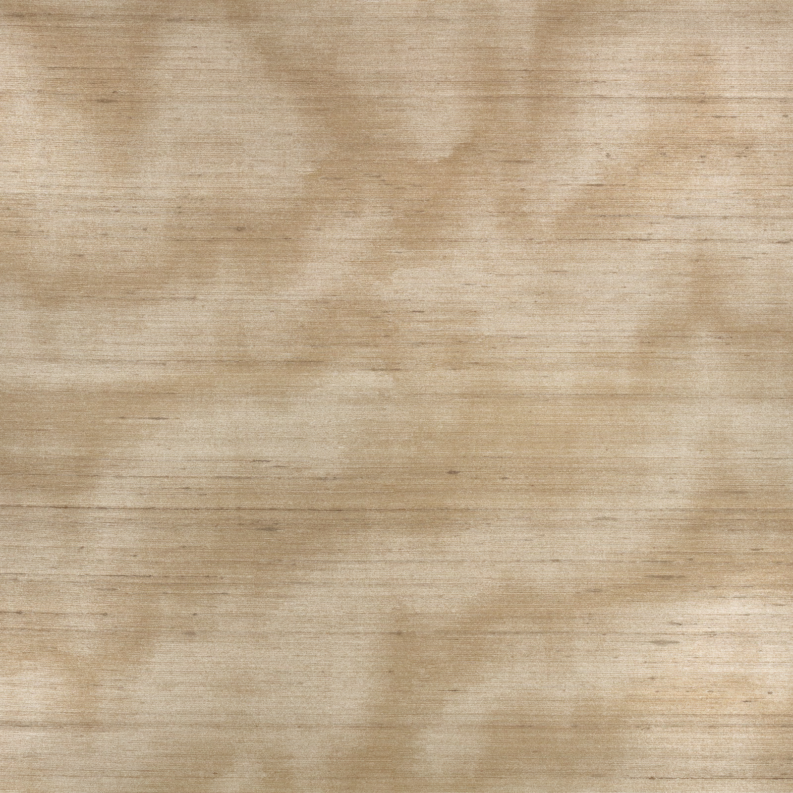 Warm spun-gold wallpaper with cloudy horizontal bands and fine brushed texture