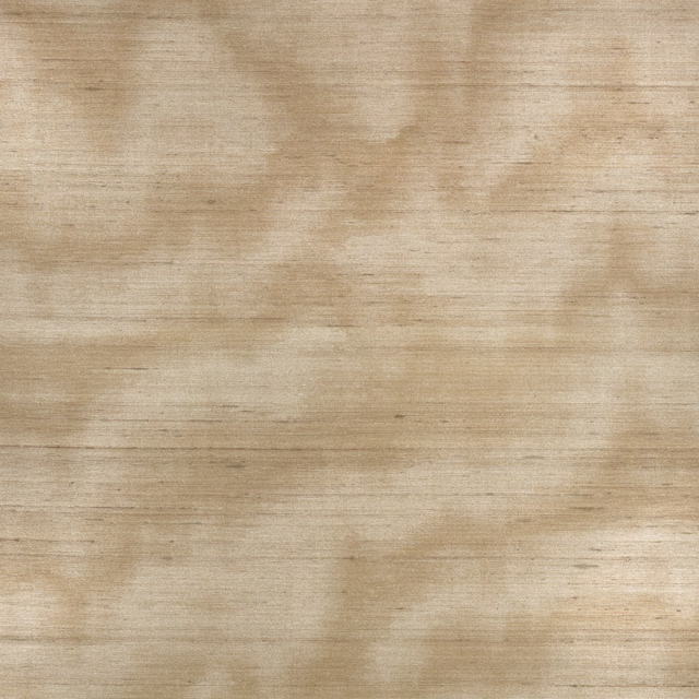 Warm spun-gold wallpaper with cloudy horizontal bands and fine brushed texture