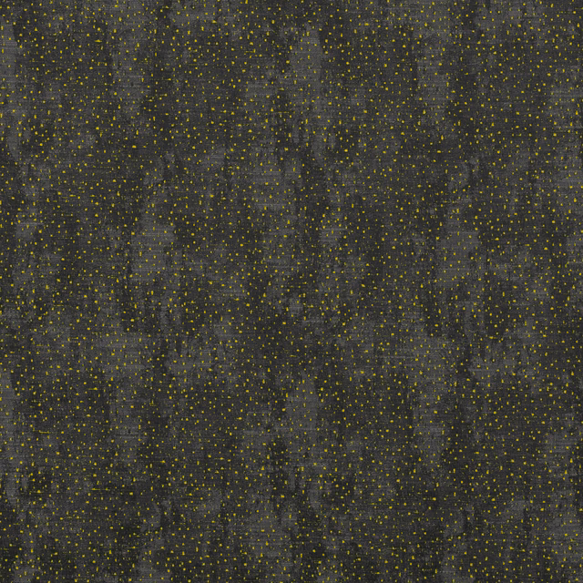 Charcoal textile with dense chartreuse pin-dots and mottled woven texture