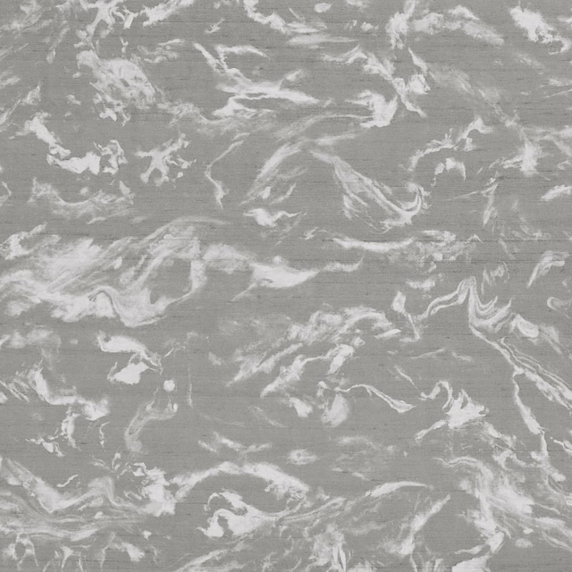 Cool grey wallpaper with chalk-white marbled swirls and fine horizontal grain