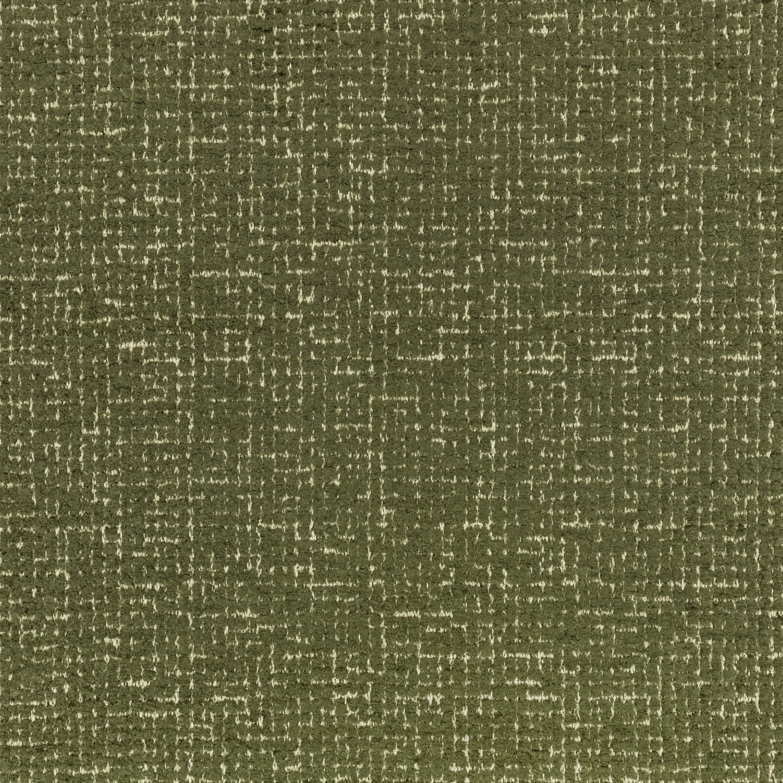 Muted hunting-green woven fabric with irregular pale flecks and a weathered crosshatched texture