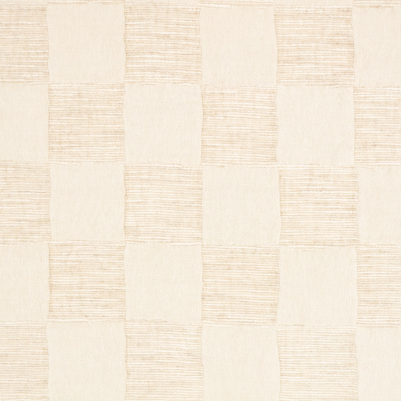 Warm ivory woven check with alternating plain and horizontal ribbed squares