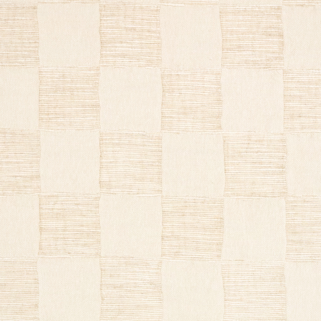 Warm ivory woven check with alternating plain and horizontal ribbed squares