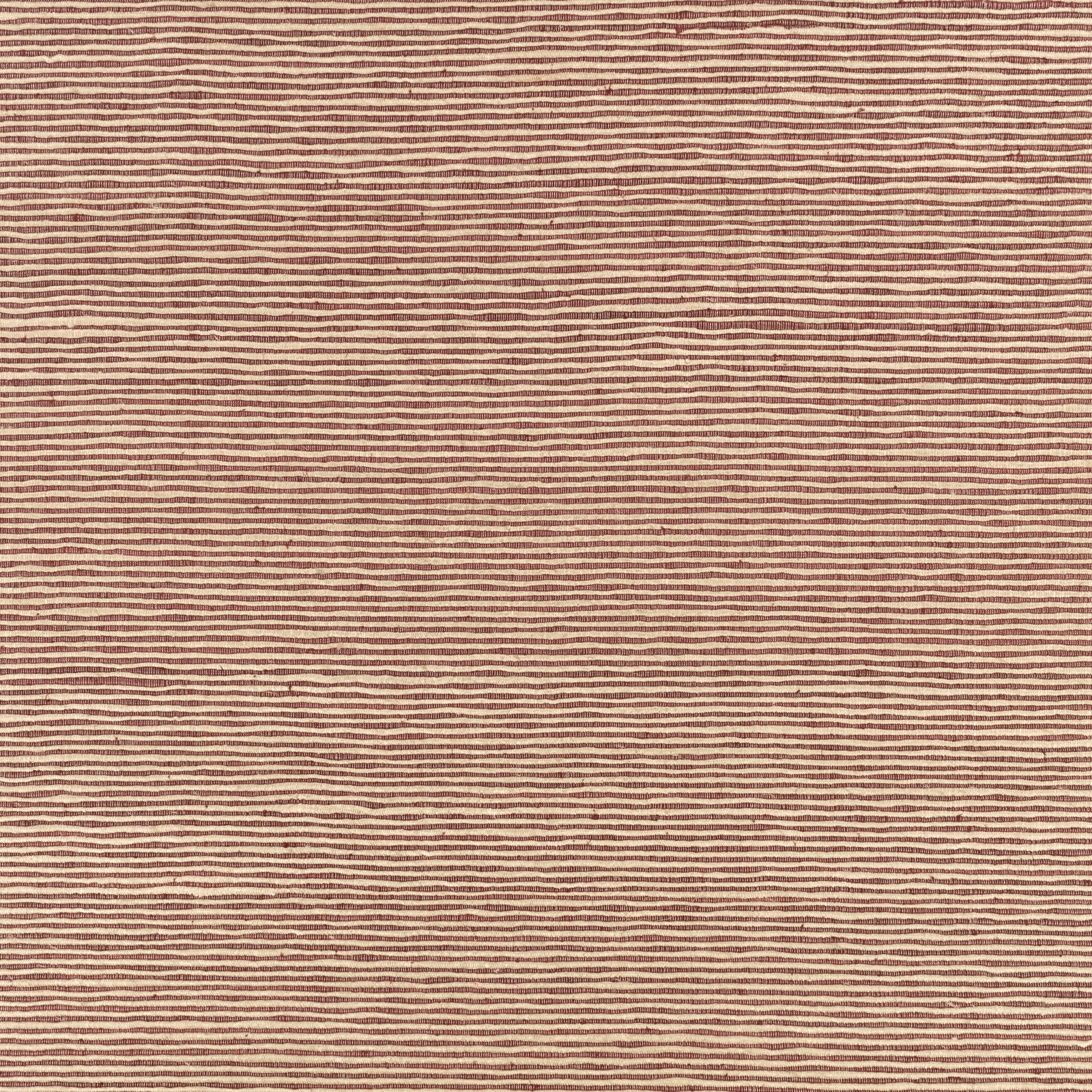 Fine uneven eggplant stripes over a warm taupe woven ground